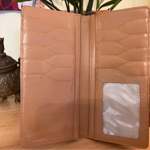 Cole Haan Orange Smooth Leather Clutch Organizer Wallet Zip Compartment GUC - Picture 9 of 13